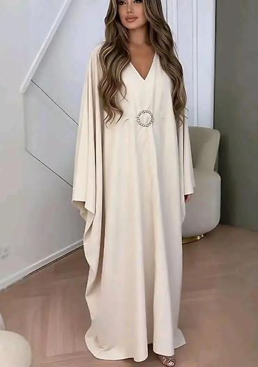 timeout brand: Elegantna duga kaftan/abaja haljina sa V-izrezom i širokim rukavima — 1