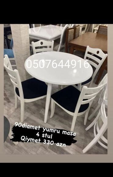 Masa və oturacaq dəstləri: Mətbəx üçün, Yeni, Açılmayan, Dördbucaq masa, 4 stul — 11