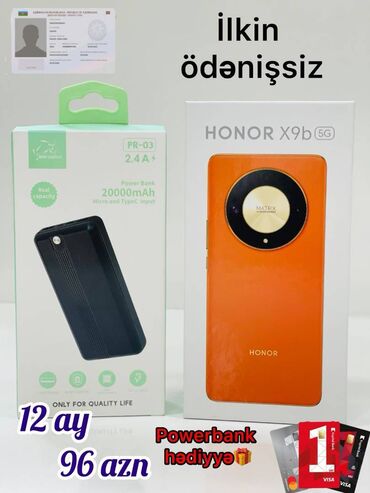 daxili kredit telefon: Honor X9b, 256 GB, rəng - Yaşıl, Zəmanət, Kredit, Sensor