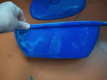 ucuz tavalar: Mavi emallı qapaqlı dəmir bişirmə qabı - Material: qalın metal — 1