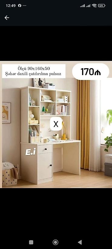 bar stolu: Çoxfunksiyalı iş masası və üst rəf bloku - Ölçü: 90 x 160 x 50 sm - — 1