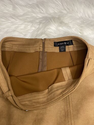 kožne pantalone: XL (EU 42), Midi, color - Beige