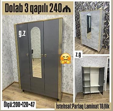 Dolablar: Dolab yeni qarderob paltar dolabı güzgülü üç qapılı — 1