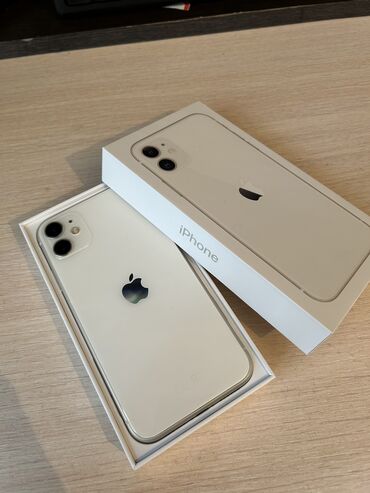 Apple iPhone: IPhone 11, Б/у, 64 ГБ, Белый, Защитное стекло, Чехол, Коробка, 75 %