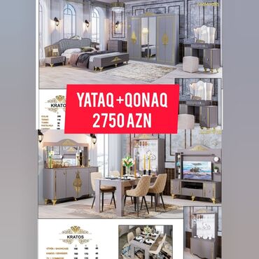 Yataq otağı dəstləri: İkinəfərlik çarpayı, Dolab, Komod, Termo, Azərbaycan, Yeni — 3