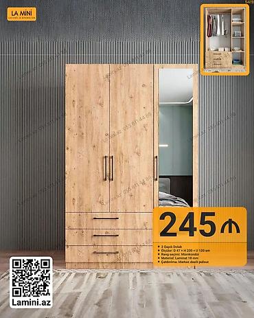 ucuz dolab: 3 qapılı dolab - Ölçülər: Dərinlik 47 sm x Hündürlük 200 sm x Uzunluq — 1