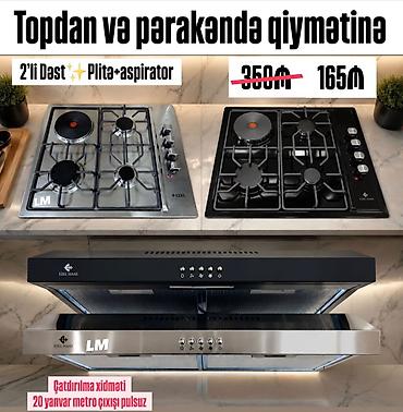 mikrodalqalı soba: Mətbəx üçün 2-li dəst – qaz plitəsi və aspirator. Şəkildə Ezel Haas — 1