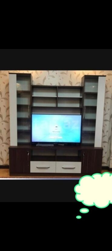 Ev üçün digər mebel: İşlənmiş, Düz TV altlığı, Polkalı, Şüşəli, Rumıniya
