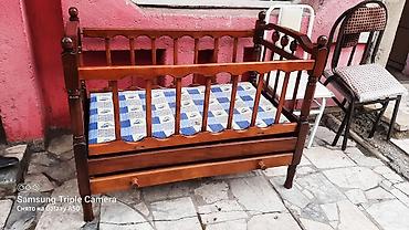 Taxta beşik/uşaq çarpayısı - Material: möhkəm kütük ağacdan