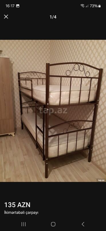 İkimərtəbəli uşaq çarpayıları: Oğlan və qız üçün, Çarpayı, Matrassız, Siyirməsiz, Dəmir — 3