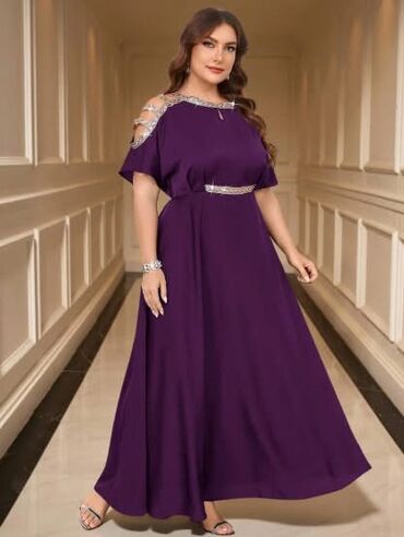 Haljine: 🌟Elegantna duga haljina u boji šljive ✅Haljina dostupna u vise boja — 1