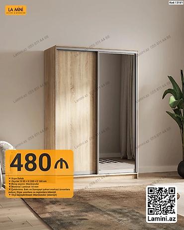 wkaflar: Düz dolab, Yataq otağı üçün, Paltar üçün, Kupe, Korpuslu, 2 qapılı — 1
