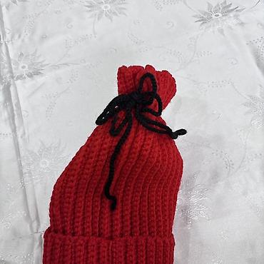 papaq modelləri: Qırmızı əl toxuması papaq - Material: qalın, yumşaq akril/əyri iplik — 2