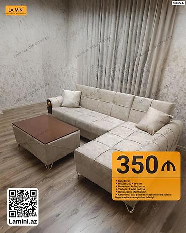 Диваны: Künc divan – Kod: 2247 - Ölçülər: 260 × 160 sm - Mexanizm: açılan — 1