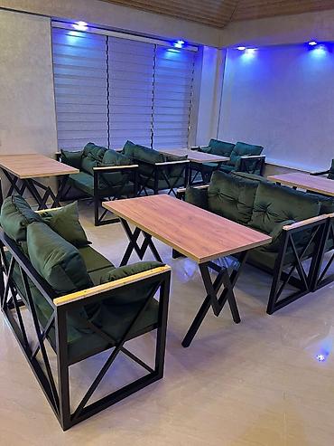 ofis masa: Kafe/teras üçün metal karkaslı masa və oturacaq dəsti – Komplekt: 1 — 4