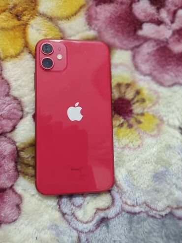 Apple iPhone: IPhone 11, Колдонулган, 64 ГБ, Кызыл, Заряддоочу түзүлүш, 75 %
