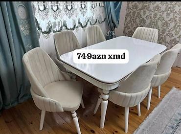 masa balaca: Qonaq otağı üçün, Yeni, Açılmayan, Dördbucaq masa, 6 stul — 2