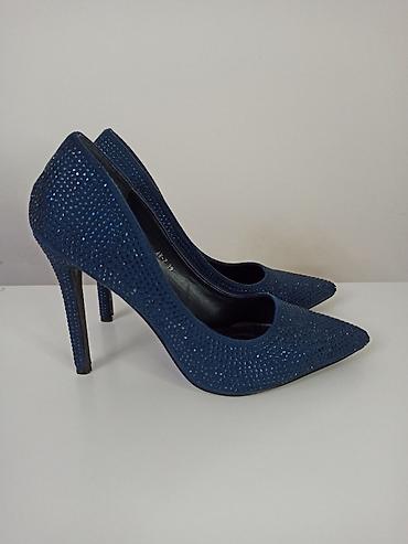 vodootporna obuća: Prelepe teget salonke sa cirkonima – broj 39 Izuzetno elegantne teget — 3