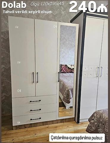 Dolablar: Dolab – ölçü: 120×195×45 sm - Ağıllı planlama: 3 qapılı quruluş, sağ — 1