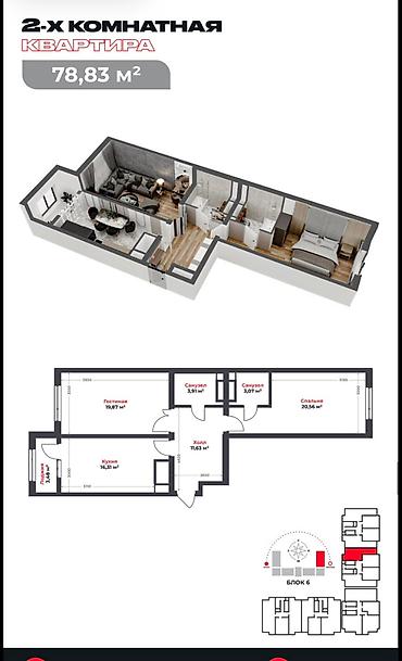 premium development: 2 комнаты, 79 м², Технопарк Элитка, 3 этаж, ПСО (под самоотделку) — 2