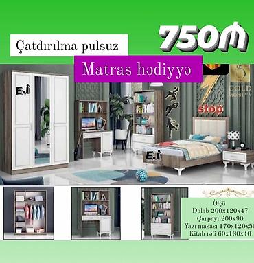 qız ucun carpayı: Uşaq/yeniyetmə otağı mebel dəsti Tərkib: - Dolab: 3 qapılı, güzgülü — 1