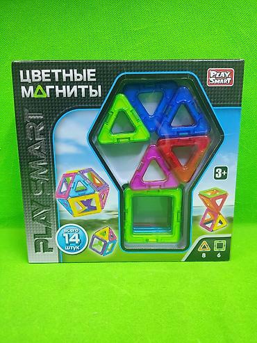 кубики магнитные: Игровой набор «Цветные магниты» PLAY SMART - Магнитный конструктор — 1