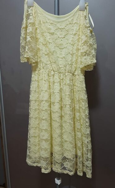 haljine od čipke: Bоја - Žuta, Drugi stil, Na bretele