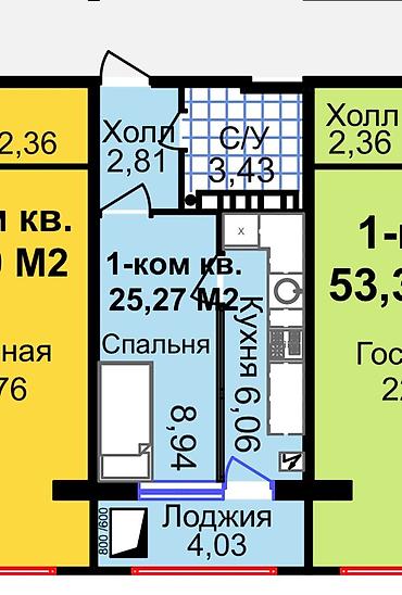 Продажа квартир: 1 комната, 25 м², 4 этаж — 11
