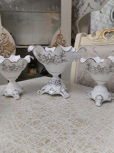 meyvəqabı: 3 hissəli dekorativ meyvəqabı dəsti - Material: keramika/porcelan — 1