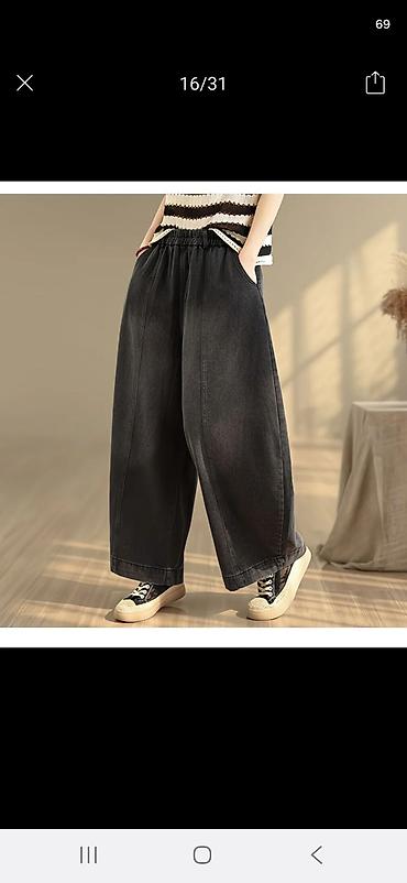 мечети: Джинсы, Палаццо, Китай, Высокая талия, Вареные, 5XL — 1