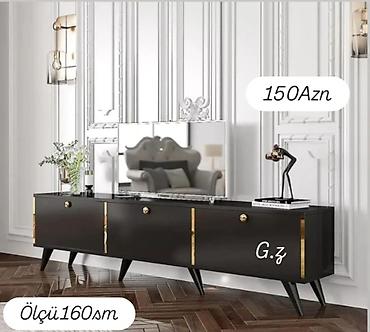 Mebel: TV altlığı / konsol - Rəng: qara, qızılı dekor detallar ilə -