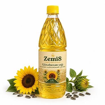 Ev və bağ: ZemiS günəbaxan yağı soyuq sıxım– 1 litr. Etiket üzərində qeyd — 1