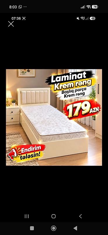 eyvan az: Laminat tək nəfərlik çarpayı – krem rəngdə - Korpus: laminat material — 1