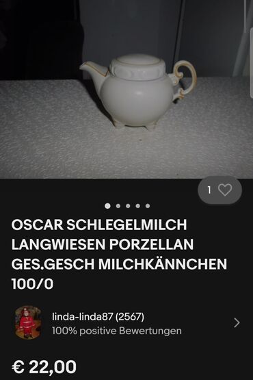 Čajnici: Bokal 1950-1972g Oscar Schlegelmilch. Bokalcic porcelanski,perfektan — 3