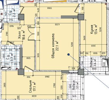 сдаю квартиру в районе аламединского рынка: 2 комнаты, 83 м², Элитка, 11 этаж, ПСО (под самоотделку)