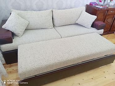 Диваны: Çevrilən divan (yatan funksiyalı) - Materiallar: krem rəngli, xırda — 1