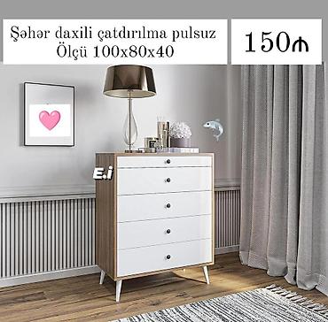 kredit mebeller: Mebel: 5 siyirməli komod - Ölçü: 100 x 80 x 40 sm - Rəng və dizayn — 1
