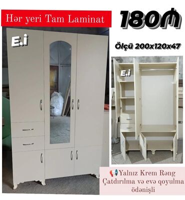 Dolablar: Yeni, Açılan, 3 qapılı Düz dolab, Dolab-asılqan, Türkiyə — 29