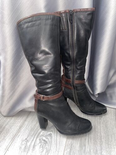 сапоги женские кожаные: Сапоги, 36.5, цвет - Черный