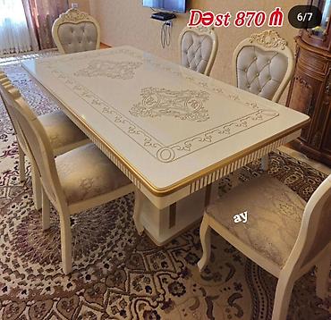 stol desdi: Qonaq otağı üçün, Yeni, Dördbucaq masa, 6 stul — 1