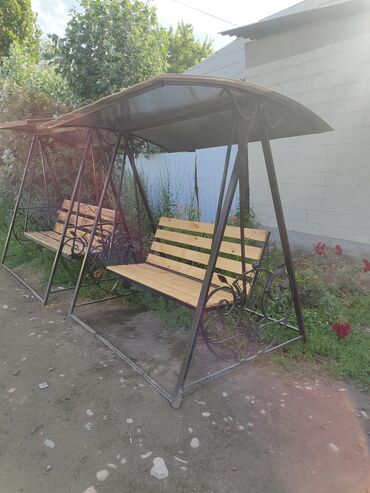 Садовые качели: Садовые качели Металл, Со спинкой, С крышей — 7