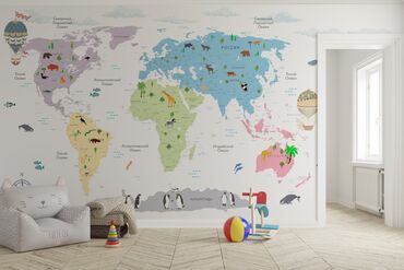 Фотообои: Фотообои для детской комнаты - Карта мира Четка и яркое качество - — 9