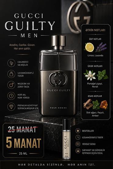 Premium ətir kolleksiyası – 25 ml milli qablar 1) Gucci Guilty Men –