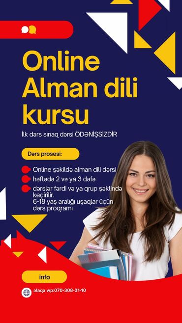 afsiyant vakansiya: Online Alman dili dərsi keçirilir. Maraqlı və interaktiv