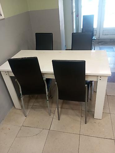 ders stulu: Ofis/oxu zalı üçün masa və stul dəsti - Ağ rəngli düzbucaqlı masalar — 2