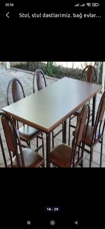Masa və oturacaq dəstləri: Qonaq otağı üçün, Yeni, Açılmayan, Dördbucaq masa, 6 stul — 6