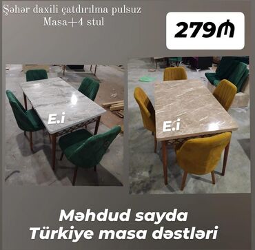 Uşaq və gənc otağı üçün dəstlər: Mətbəx üçün, Yeni, Açılan, Dördbucaq masa, 4 stul