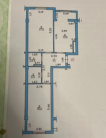 2 комнаты, 60 м², Городская больница №4 (ул. Айни) Элитка, 4 этаж, Евроремонт