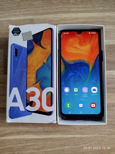 Samsung: Samsung Galaxy A30, 32 GB, rəng - Mavi, Barmaq izi