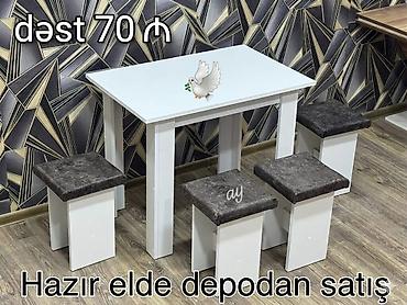Mətbəx üçün, Yeni, Açılmayan, Dördbucaq masa, 4 stul